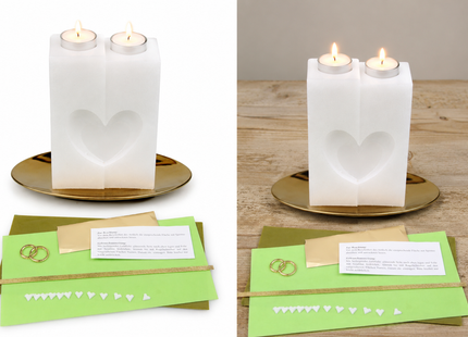 DIY Doppelherz Hochzeitskerze Set