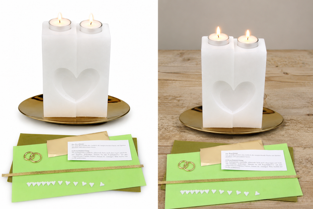 DIY Doppelherz Hochzeitskerze Set