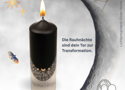 Handgefertigte Rauhnachtkerze aus Deutschland – mit Liebe veredelt für spirituelle Rituale.
