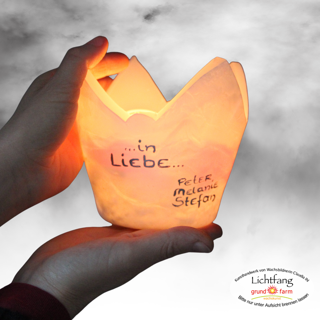 Unikat Lichtfang aus Wachs "Handmade" mit individueller Marmorierung und Engelsform- klein und fein für schönes schenken egal zu welchem Anlass - 