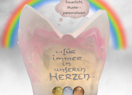 Großer Engels-Lichtfang aus Wachs als Trostlicht und Erinnerungslicht- Kerze für den Übergang - individuelle Anfertigung von deiner Kerzenwerkstatt Grundfarm Wachskunst- ein Trauerlicht für DICH