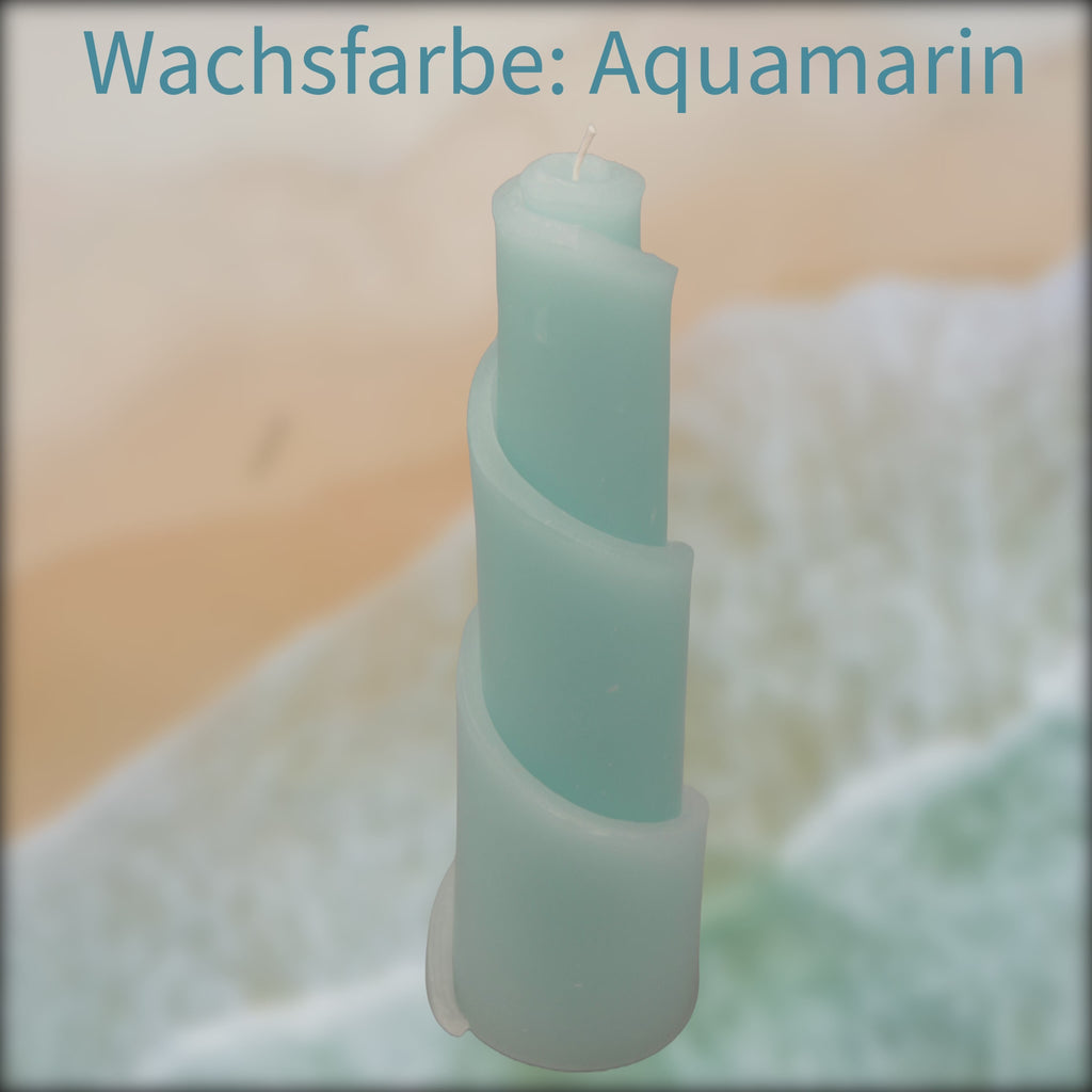 Spiralkerze in Aquamarinblau- Spirale des Lebens Kerze