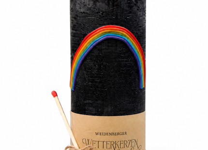 Rustikale Wetterkerze mit Regenbogen